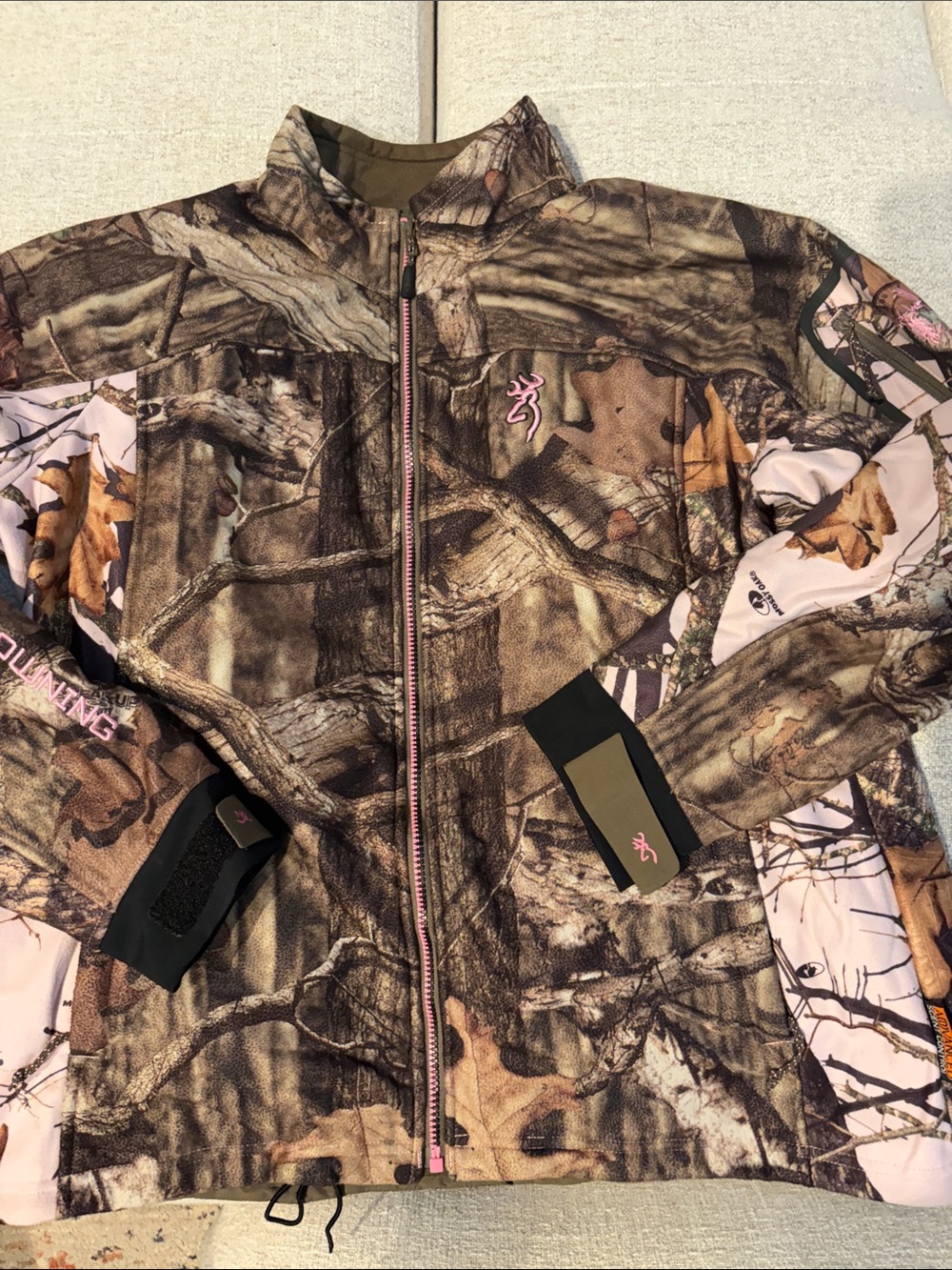 Browning Camouflage Puffer Jacket with Pink Accents